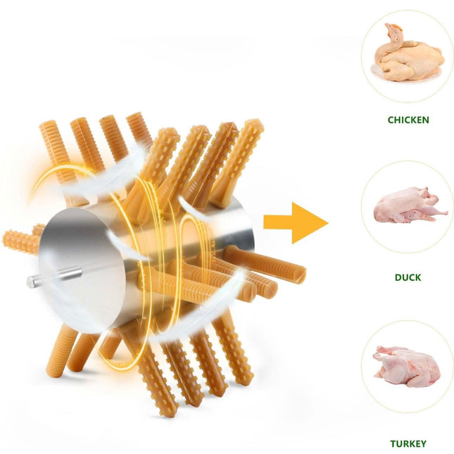 Chicken Plucker Drill Attachment - 24 Soft Fingers, 3/8” Mpt Shank, Stainless Steel, 3.9Wx6.3L, Open Box