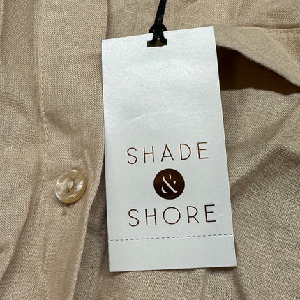 Shade & Shore Women’s Beige Short-Sleeve Button-Up Shirt XS - New