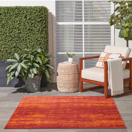 Nourison Essentials Indoor/Outdoor Red 5’ x Square Area Rug - New Open Box