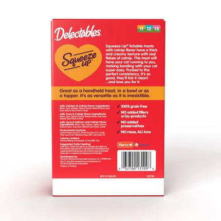Hartz Delectables Squeeze Up Catnip Flavored Variety Pack, Lickable Cat Treat - 80 Count (4 Packs of 20), New