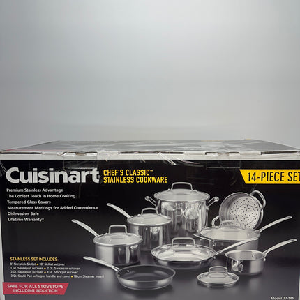 Cuisinart 14-Piece Cookware Set - Chef’s Classic Stainless Steel, New Open Box