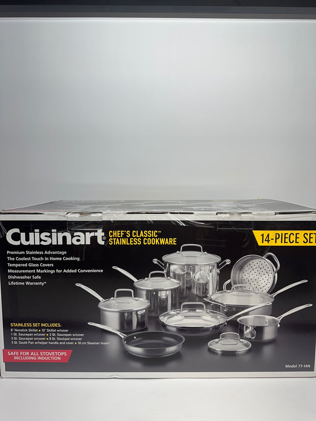 Cuisinart 14-Piece Cookware Set - Chef’s Classic Stainless Steel, New Open Box