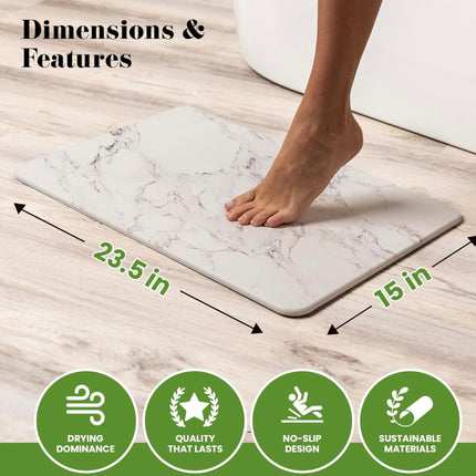 Large Stone Dish Drying Mat for Kitchen Counter - Super Absorbent, Non-Slip, Heat Resistant, Eco-Friendly Diatomaceous Earth Mat (23.5 x 15) - New Open Box