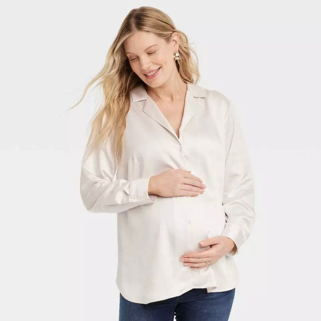 Isabel Maternity by Ingrid & Isabel Women’s Long Sleeve Button-Down Blouse, New