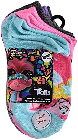 10pk GIRLS TROLLS KEEP IT HAPPY NS SOCKS SZIE 6-8
