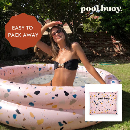 Pool Buoy Round Inflatable Pool with Storage Bag - Premium Outdoor Swimming Pool - Pink