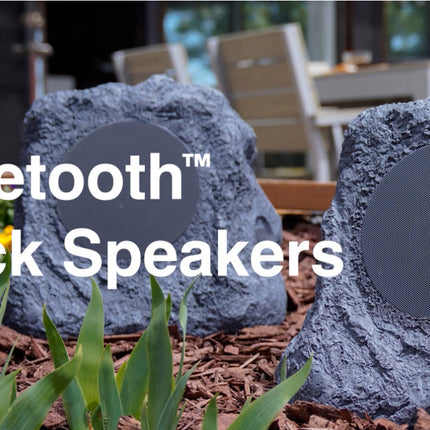 Innovative Technology Pair of Wireless Waterproof Rechargeable Bluetooth Outdoor Rock Speakers - New Open Box