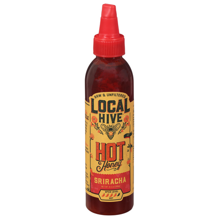 Local Hive Sriracha Honey Hot Sauce – 6oz, Sweet & Spicy, Natural Raw Honey with Sriracha Pepper Sauce Dipping - Exp. 09/19/2027