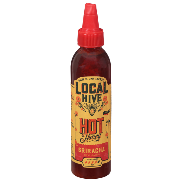 Local Hive Sriracha Honey Hot Sauce – 6oz, Sweet & Spicy, Natural Raw Honey with Sriracha Pepper Sauce Dipping - Exp. 09/19/2027