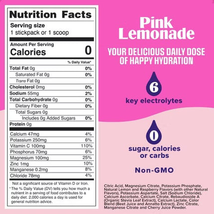 Ultima Replenisher Drink Sticks Pink Lemonade - 8ct Exp. 01/2028