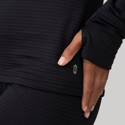 Free Country Micro-tech Heat Women's Force Grid Fleece Base Layer Top Black, Size Medium