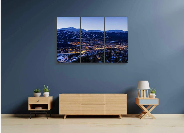 BELISIIS Breckenridge Colorado Winter Dusk Ski Runs Wall Art - New Open Box