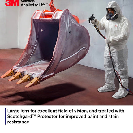 3M Secure Click Full Face Reusable Respirator with Large Lens, Speaking Diaphragm and Push Button Seal Check, FF-802, Painting, Sanding, Chemical Clean-up, Sawing, Medium