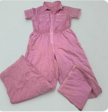 Girls’ Cat & Jack Pink Short-Sleeve Button-Up Jumpsuit Size XL (14) - New