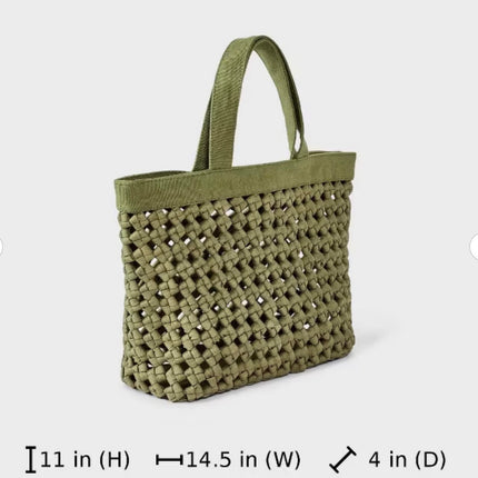 Waxed Cotton Woven Cord Tote Bag - Universal Thread™ Green