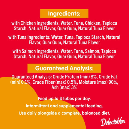 Hartz Delectables Squeeze Up Cat Treat Variety Pack, 72 Count, 0.5oz Tubes, Lickable Wet Cat Treats, New