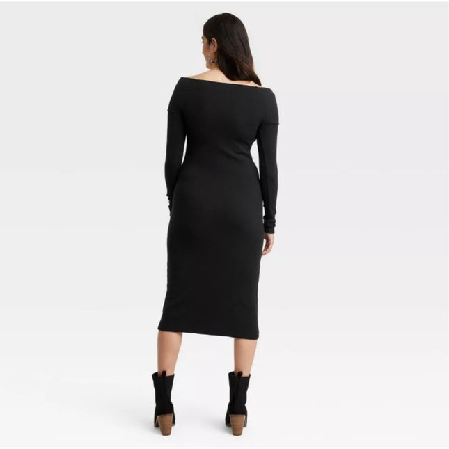 Universal Thread Black Off-Shoulder Bodycon Dress - New