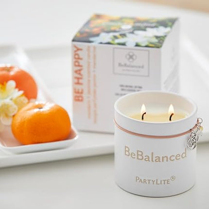 PartyLite Be Happy Mandarin + Jasmine Jar Candle, 40-50 Hour Burn Time - 8 Oz
