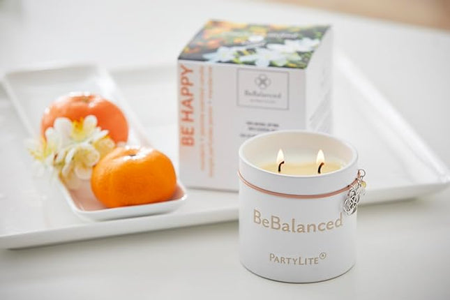 PartyLite Be Happy Mandarin + Jasmine Jar Candle, 40-50 Hour Burn Time - 8 Oz
