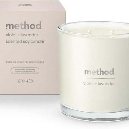 Method Premium Soy Candle, Violet + Lavender, 2 Wick - 14 Oz