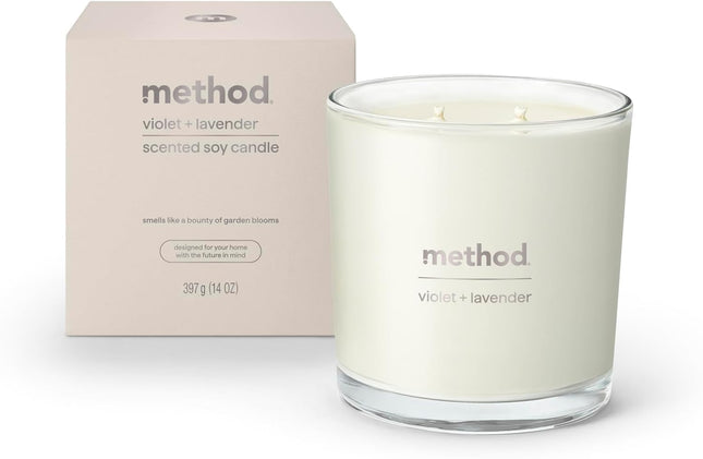 Method Premium Soy Candle, Violet + Lavender, 2 Wick - 14 Oz