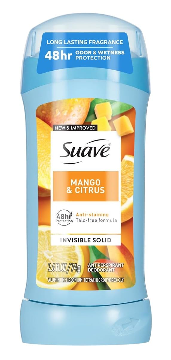 Suave Mango and Citrus Invisible Solid Antiperspirant Deodorant Stick, 2.6 Ounce