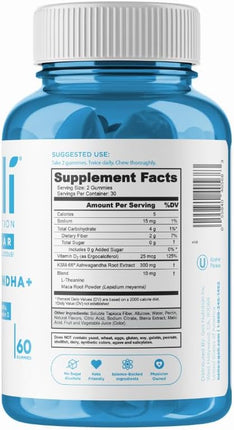 Goli Zero Sugar Ashwagandha Gummies with KSM-66, L-Theanine, Maca and Vitamin D - 60 Gummis