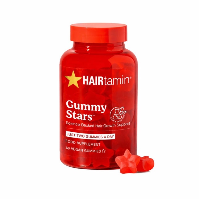 HAIRtamin Vegan Gummy Stars Hair Vitamins | Non-GMO | All Natural Biotin Vitamin Gummies for Hair, Skin & Nails | Multivitamin Supplement to Help Maintain Healthy Looking