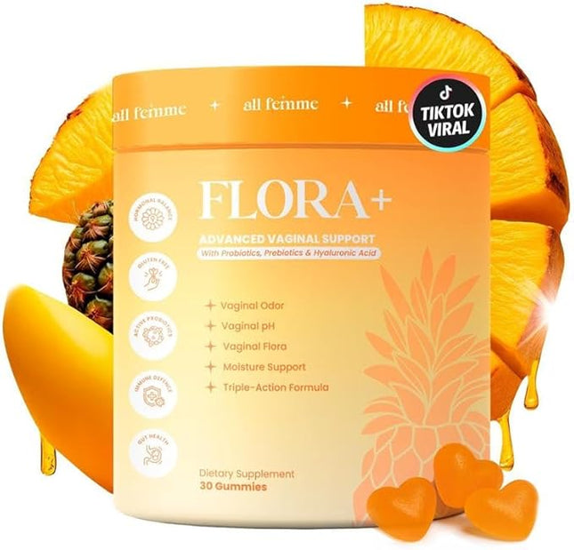 Flora+ Women’s Vaginal Probiotic Gummies for pH Balance, Odor and Freshness Support with Prebiotics - 30 CT. EXP- 10/2027