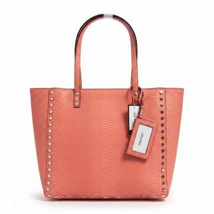 Nine West Studded Faux-Leather Snakeskin Tote Bag