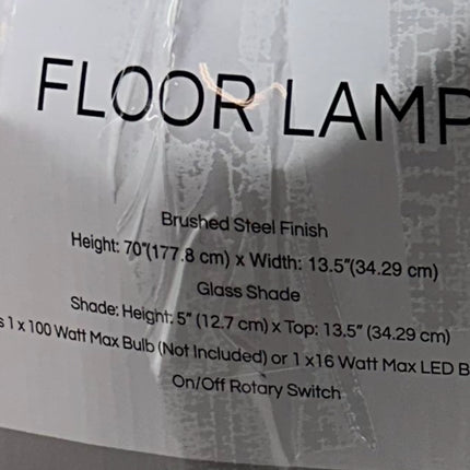 Brushed Steel Floor Lamp, 70” Tall – Open Box with Small Imperfection