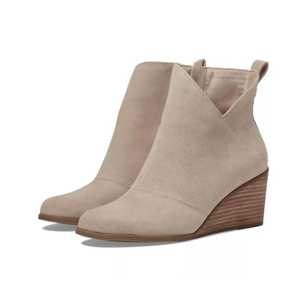 TOMS Beige Suede Wedge Booties – New Without Box Size 9