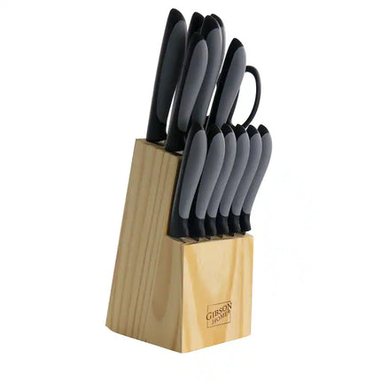 Gibson - Home Dorain 14 Piece Stainless Steel Cutlery Set with Wood Block