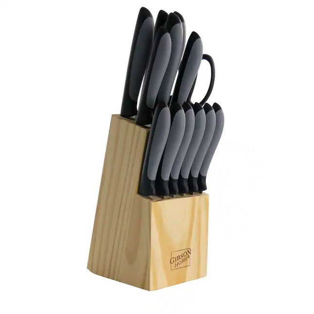 Gibson - Home Dorain 14 Piece Stainless Steel Cutlery Set with Wood Block