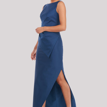 Kay Unger Ink Blue Sleeveless Asymmetrical Gown Women’s Size 12 New