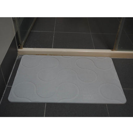 Stone Bath Mat, Non-Slip Diatomaceous Earth Shower Mat, Fast Drying, Ripple Light Grey - Open Box New