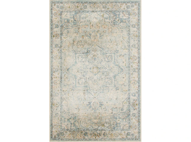 Nourison Home Astra Washables Area Rug 3x5, machine washable, new open box, blue and beige tones, classic pattern”