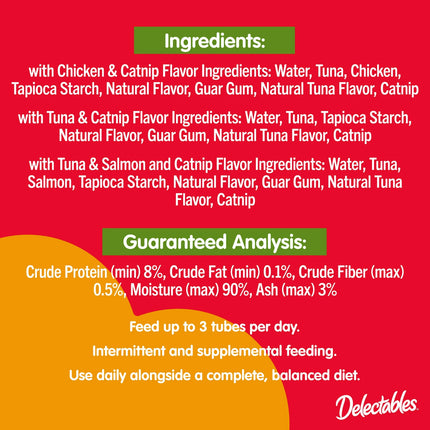Hartz Delectables Squeeze Up Catnip Flavored Variety Pack, Lickable Cat Treat - 80 Count (4 Packs of 20), New