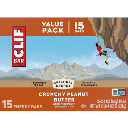 CLIF BAR Protein Energy Bars, Crunchy Peanut Butter, 15ct