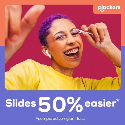Plackers Gentle Line® Floss Picks, Super Soft, GentleSlide® Fiber Made Without PTFE, Slides Easily Between Teeth, Fresh Mint, 75 Count