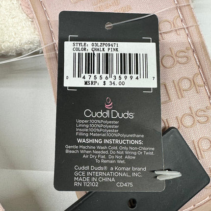 Cuddl Duds Chalk Pink Slippers - Size L (9-10) - Open Box