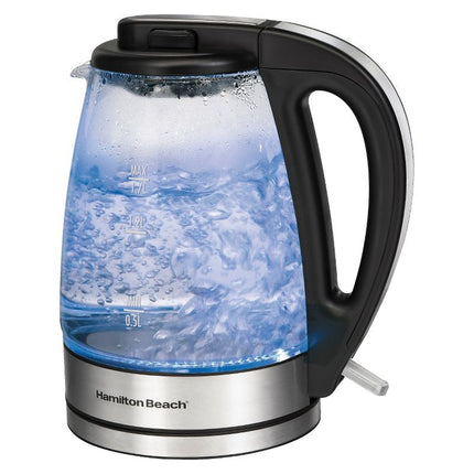 Open Box Hamilton Beach 1.7L Illuminated Glass Kettle - 40869