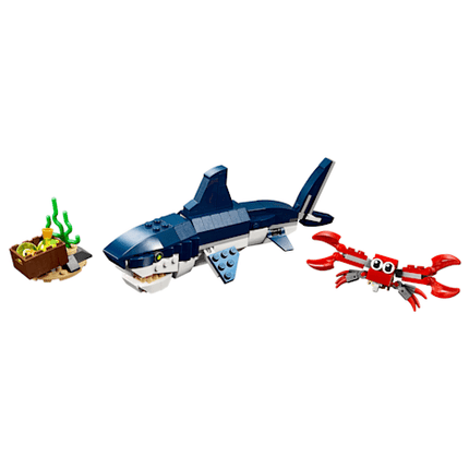 LEGO Creator 3-in-1 Deep Sea Creatures - Transforms into Shark, Crab, Squid, or Angler Fish, New, 31088