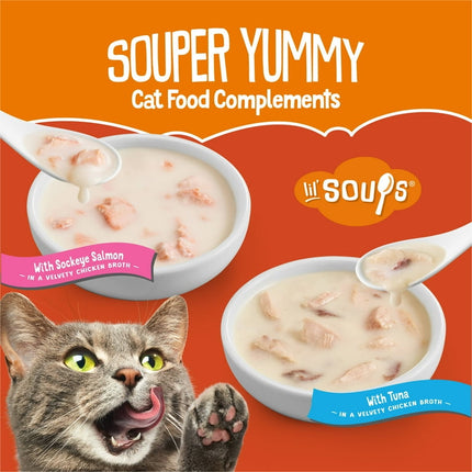 Purina Friskies Lil' Soups Salmon and Tuna for Cats Variety Pack, 1.2 oz Cups (18 Count) (03/2027)