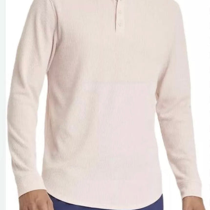 All in Motion Men’s Pink Long-Sleeve Waffle-Knit Henley Shirt XL - New