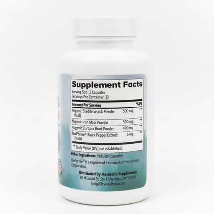 Rosabella Sea Moss with Black Pepper Detox Immune Support 60 Caps 11/27