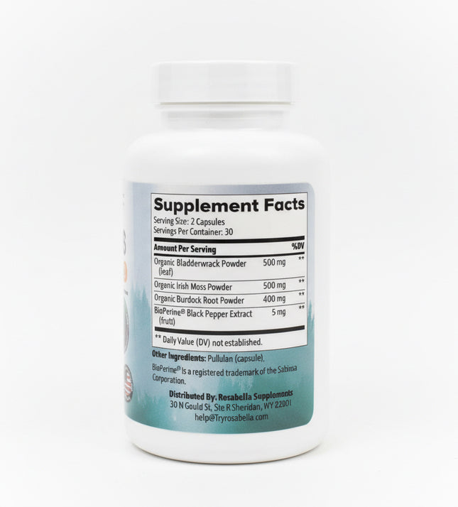 Rosabella Sea Moss with Black Pepper Detox Immune Support 60 Caps 11/27
