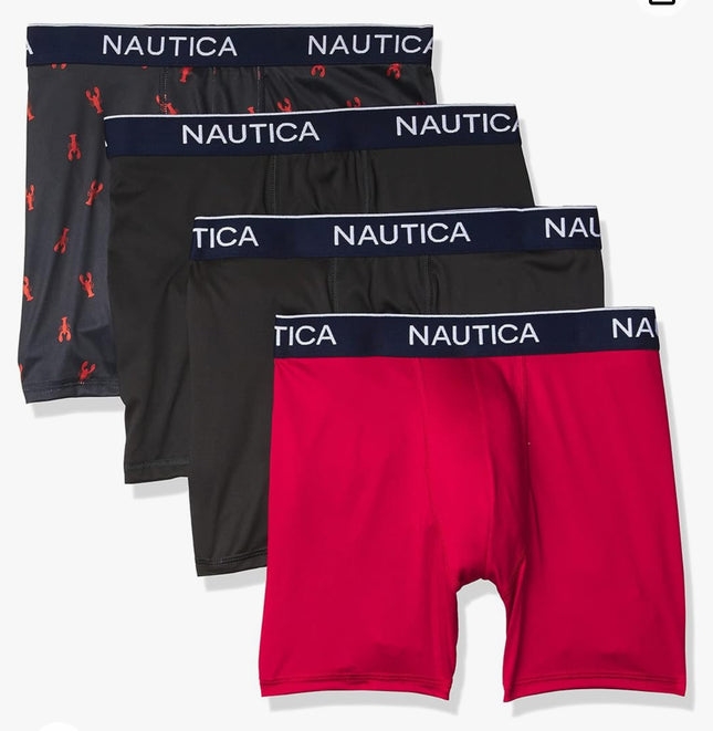 Nautica Men’s Stretch Boxer Briefs 4-Pack, comfortable and stylish underwear in classic colors”