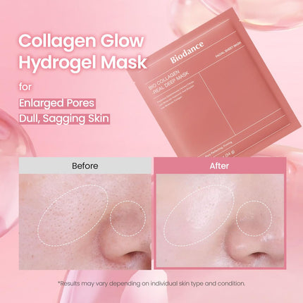 BIODANCE Bio-Collagen Real Deep Mask, Hydrating Overnight Hydrogel Face Mask, Pore Minimizing - 4 Pack