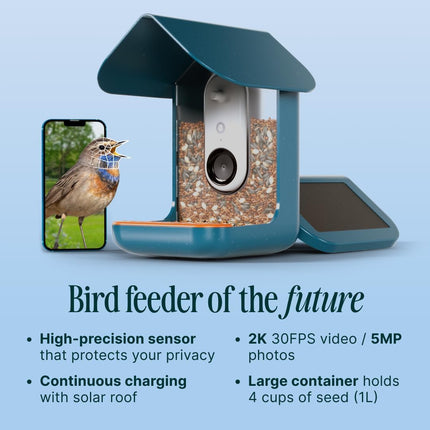 BIRD BUDDY® Original Solar Bird Feeder with Camera Blue New